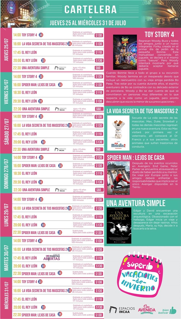 CINE_CARTELERA 25 DE JULIO
